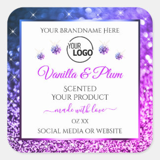 Pink Purple Glitter Logo Product Labels Diamonds