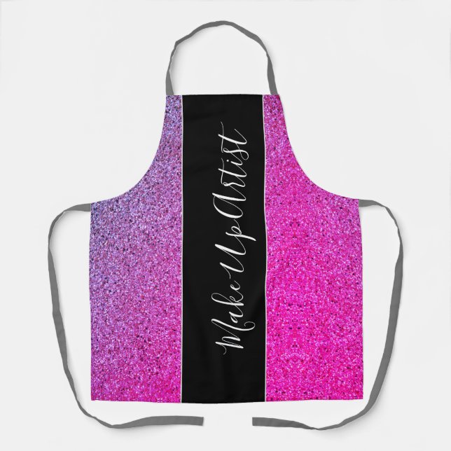 Pink Purple Glitter Make Up Artist Apron (Front)