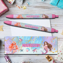 Pink Purple Glitter Mermaids Add Name