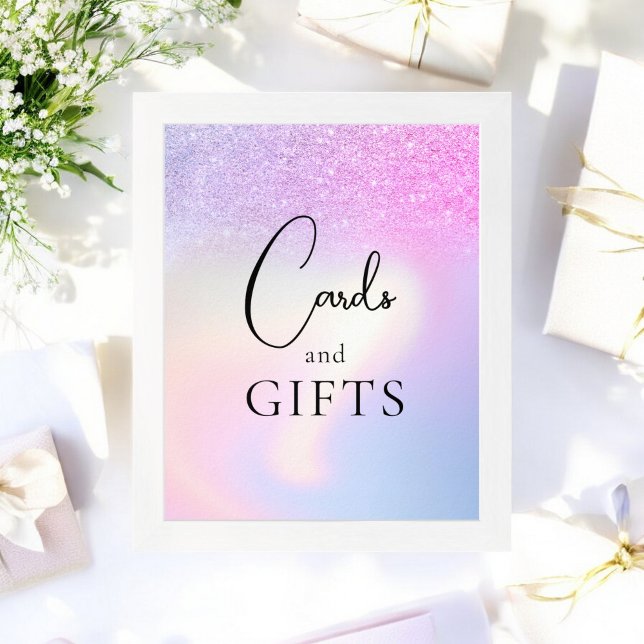 Pink Purple Glitter Ombre Gift Table Bridal Shower Poster (Pink Purple Glitter Ombre Gift Table Bridal Shower Poster)