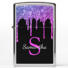 Pink Purple Glitter Sparkle Drips Monogram Name