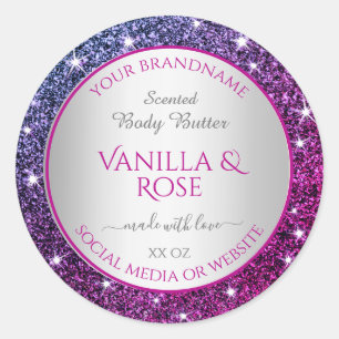 Pink Purple Glitter Sparkle Stars Product Labels