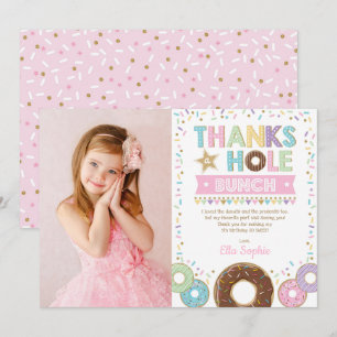 Pink Purple Gold Doughnut Birthday Thank You Card