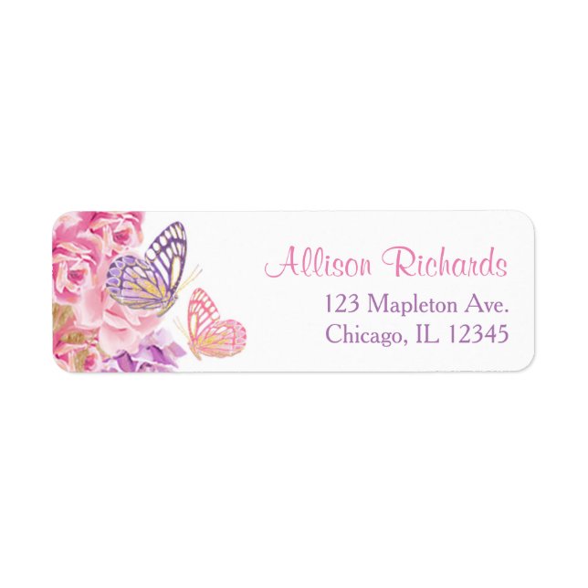 Pink purple gold floral butterfly (Front)