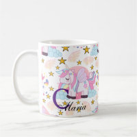 Pink Purple Gold Star Unicorn Name Monogram