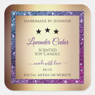 Pink Purple Gradient Glitter Product Labels Gold