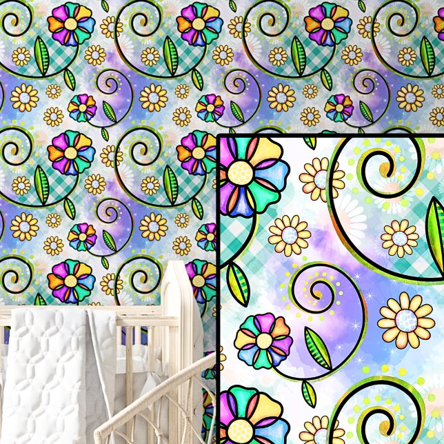 Pink Purple Green Abstract Floral Flowers Wallpaper (Creator Uploaded)