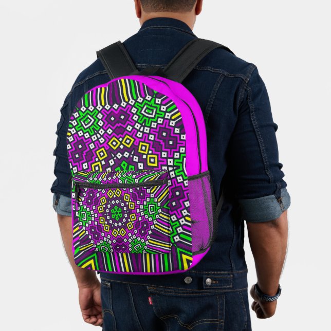 Pink Purple Green All over print Backpack (Insitu (Model))