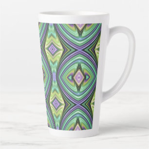 Pink, Purple & Green Diamonds Modern Retro Pattern Latte Mug