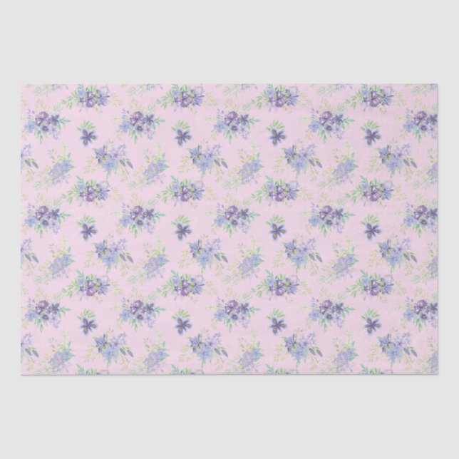 Pink Purple Green Floral Birthday Bridal Shower  Tissue Paper (Front)
