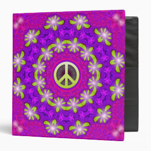 Pink Purple Green Glow Peace Energy Mandala Binder