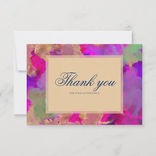 Pink, purple, green marble ink invitations (Front)