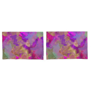Pink, purple, green marble ink print pillow cases