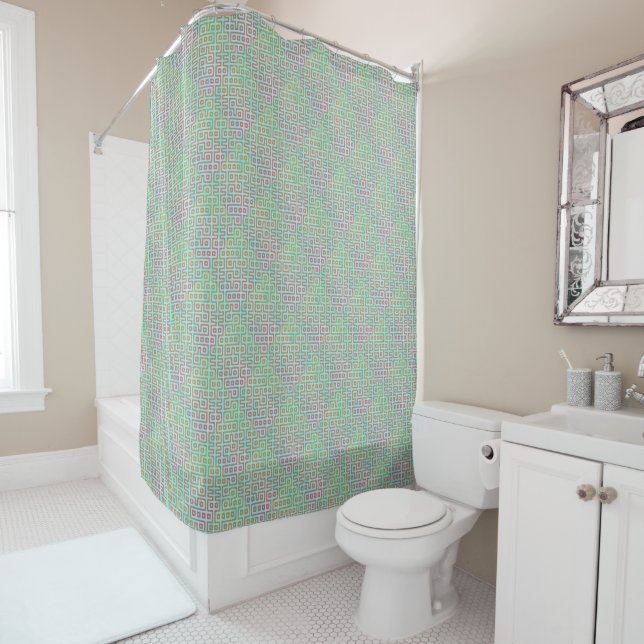 Pink Purple Green Maze Pattern Modern (In Situ)