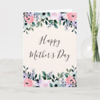 Pink Purple Green Watercolor Floral Mother's Day