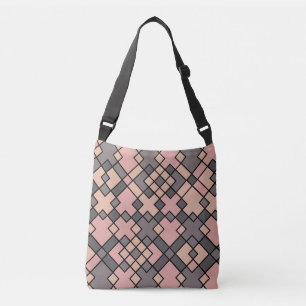 Pink purple grey geomtric pattern crossbody bag