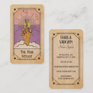 Pink Purple Hair Stylist Tarot Card Celestial Sun