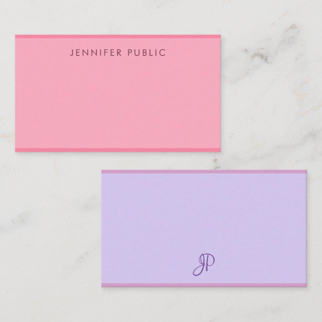 Pink Purple Handwritten Monogram Simple Template (Front/Back)