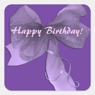 Pink Purple Happy Birthday Bow Sticker