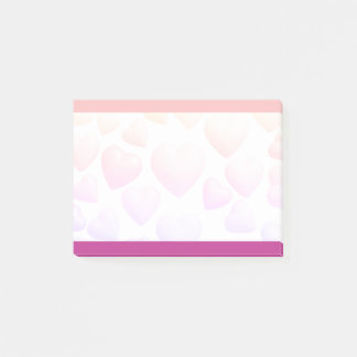 Pink + Purple Hearts on Personalized Custom 3m Post-it Notes