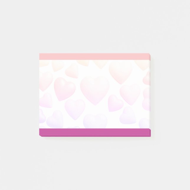Pink + Purple Hearts on Personalized Custom 3m Post-it Notes (Front)