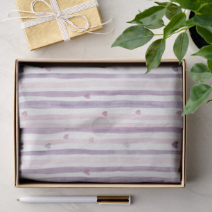 Pink Purple Hearts Stripes Birthday Tissue Paper
