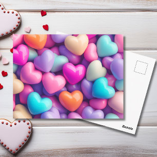 Pink Purple Hearts Valentine`s Day Card