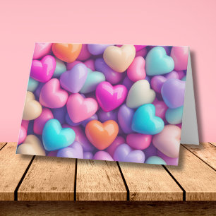 Pink Purple Hearts Valentine`s Day Card