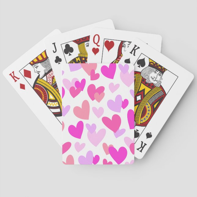Pink & Purple Hearts, Valentine's Day Pattern Playing Cards (Back)