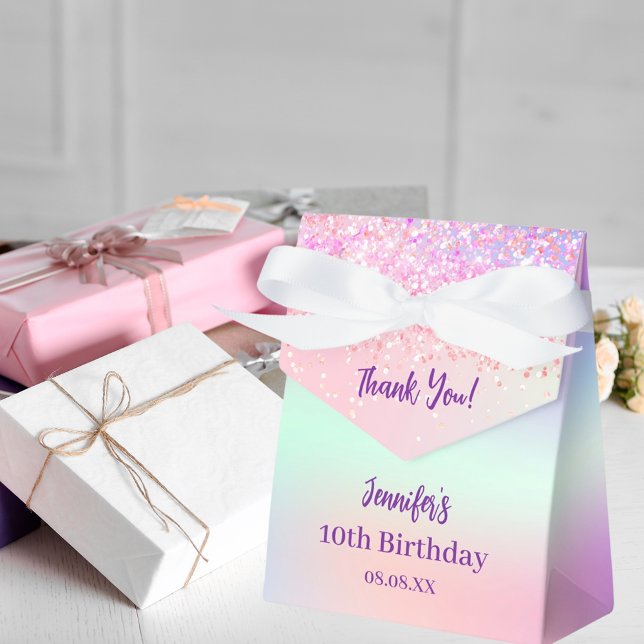 Pink purple holographic birthday favor box (Creator Uploaded)