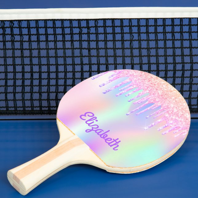 Pink purple holographic drips ping pong paddle (Insitu)