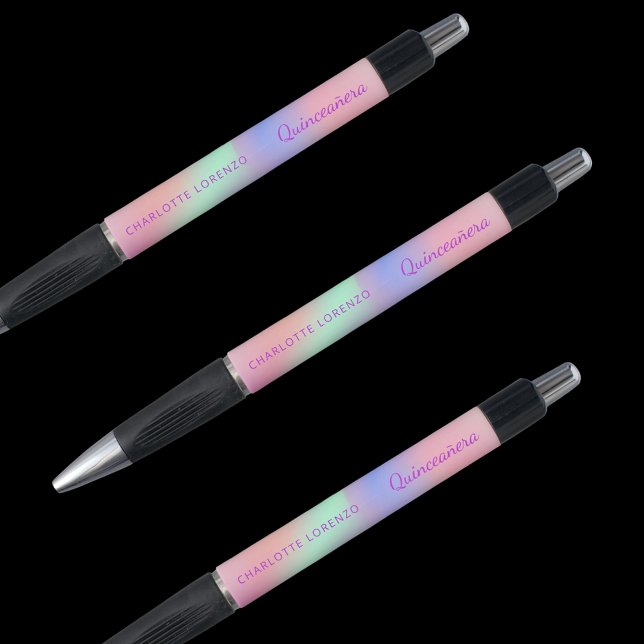 Pink purple holographic name Quinceanera Pen (Creator Uploaded)