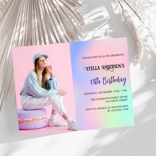 Pink purple holographic photo budget birthday (Creator Uploaded)
