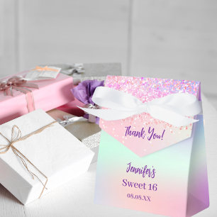 Pink purple holographic Sweet 16 Favor Box