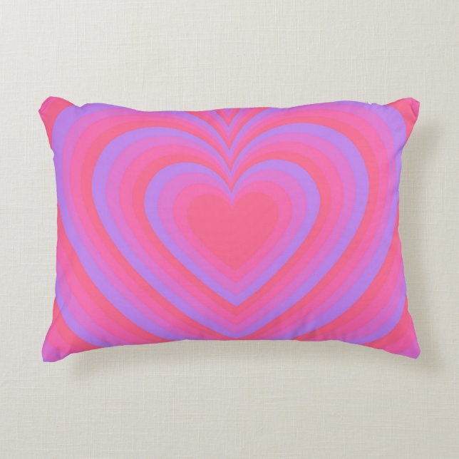 Pink Purple Hypnotic Heart Love Pattern Accent Pillow (Front)