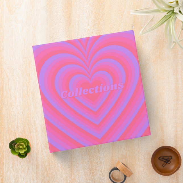 Pink Purple Hypnotic Heart Love Pattern Binder (In Situ)