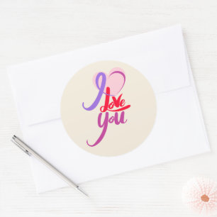 Pink Purple I Love You Valentine's Day Sticker