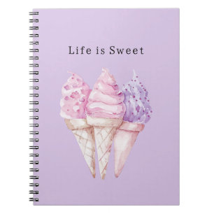 Pink Purple Ice Cream Cones Notebook