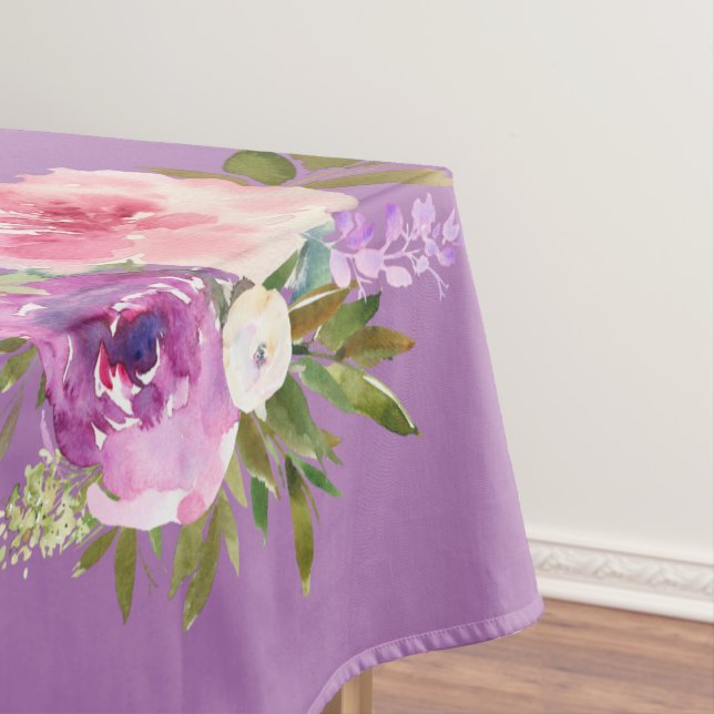 Pink Purple Jaune Aquarelle Florale Nappe (In Situ)