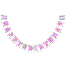 Pink Purple Joyeux Anniversaire Bannière Swallowta