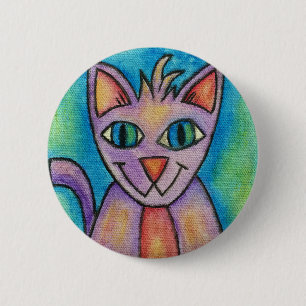 Pink Purple Kitty Cat 2 Inch Round Button