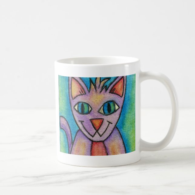 Pink Purple Kitty Cat Coffee Mug (Right)