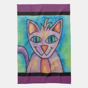 Pink Purple Kitty Cat Kitchen Towel