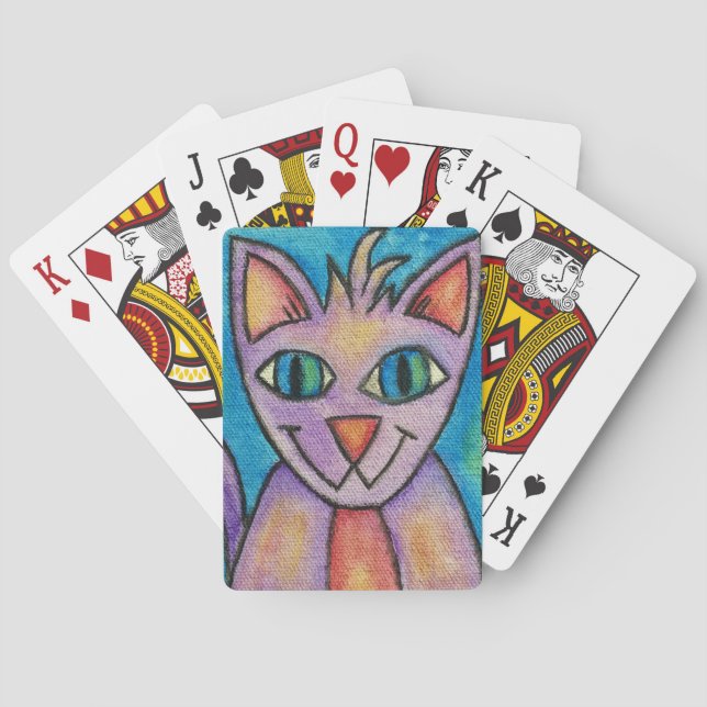 Pink Purple Kitty Cat Playing Cards (Back)