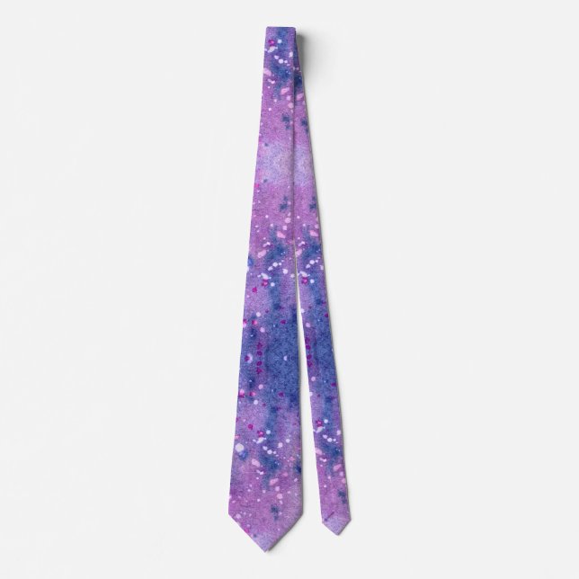 Pink Purple Lavender Watercolor Paint Spatters Tie (Front)