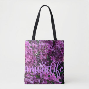 Pink purple lilacs romantic pink floral Mom Tote Bag