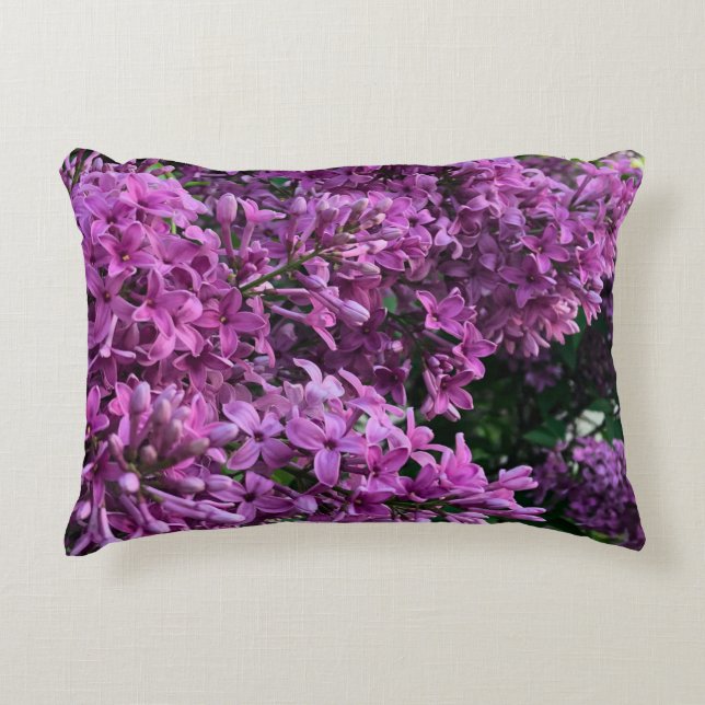 Pink purple lilacs | romantic pink floral photo accent pillow (Front)