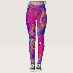 Pink, Purple, Magenta Fluid Art Marble Leggings