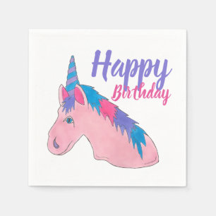 Pink Purple Magical Horse Unicorn Birthday Party Napkin