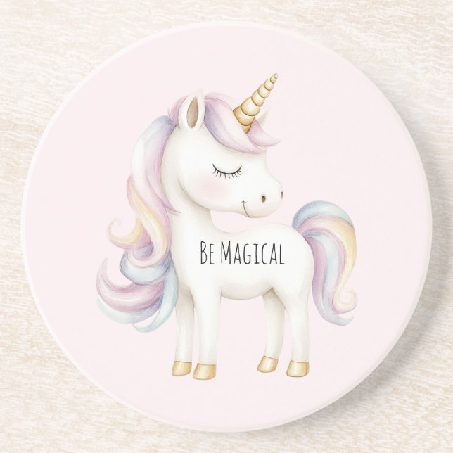 Pink Purple Magical Unicorn Coaster (Front)